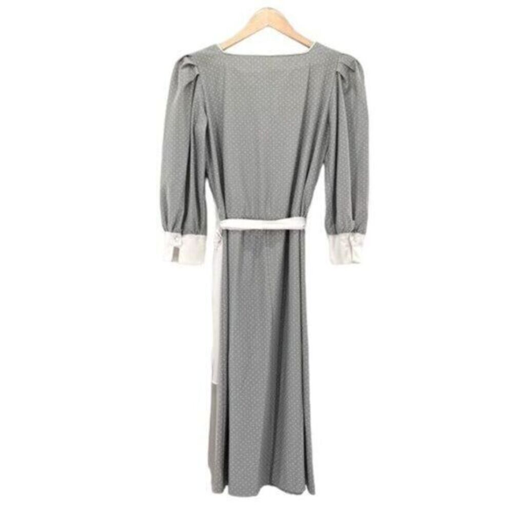 Vintage Grey Polka Dot Midi Dress